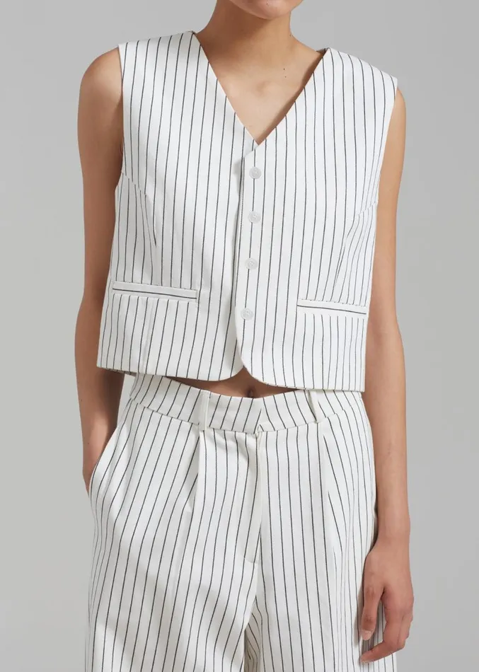 The Frankie Shop Landry Vest 8211 WhiteBlack Stripe Women Suits