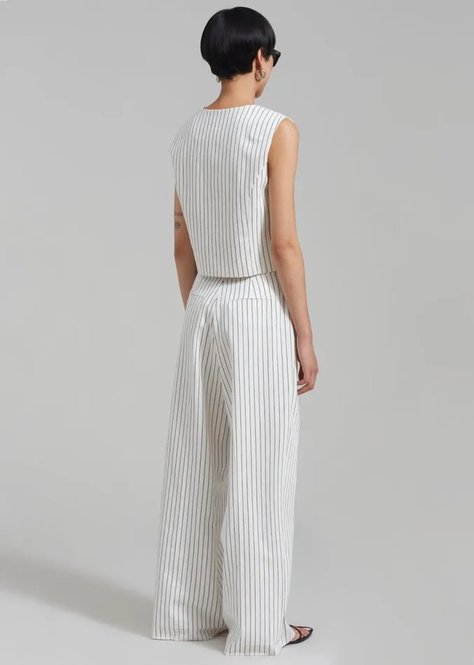 The Frankie Shop Landry Vest 8211 WhiteBlack Stripe Women Suits
