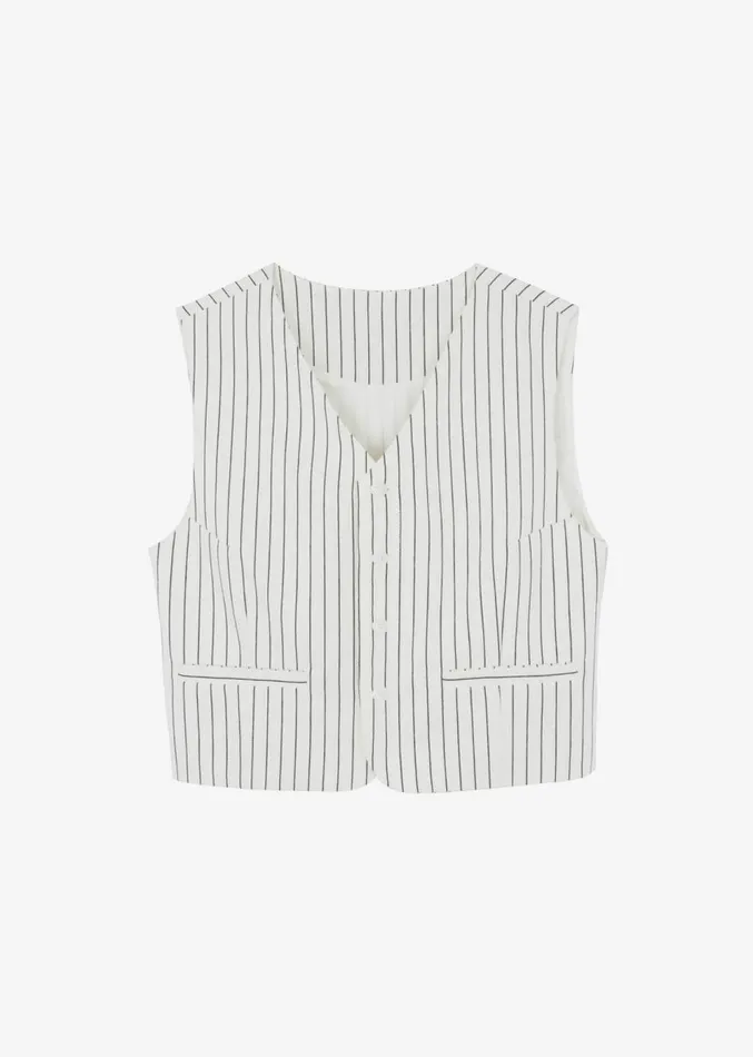 The Frankie Shop Landry Vest 8211 WhiteBlack Stripe Women Suits