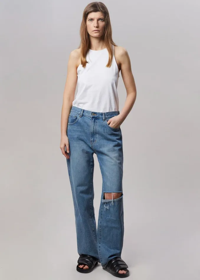 The Frankie Shop Laon Ripped Jeans 8211 Worn Wash Women Denim