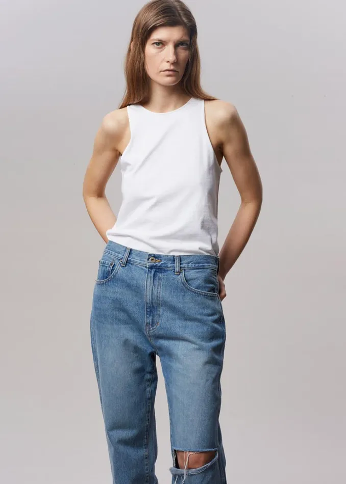 The Frankie Shop Laon Ripped Jeans 8211 Worn Wash Women Denim