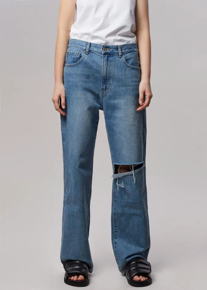 The Frankie Shop Laon Ripped Jeans 8211 Worn Wash Women Denim