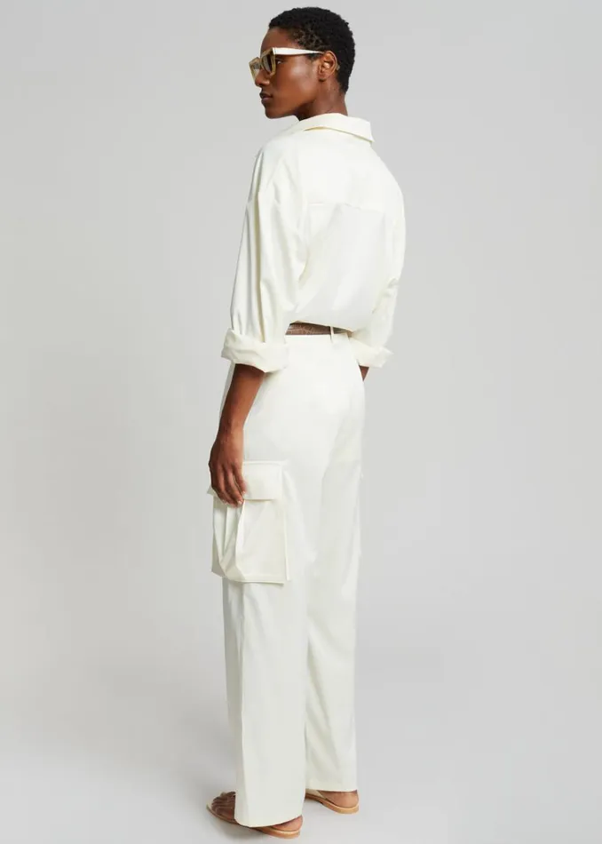 The Frankie Shop Lauren Silky Cargo Pants 8211 Cream Women Clothing