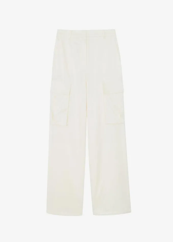 The Frankie Shop Lauren Silky Cargo Pants 8211 Cream Women Clothing