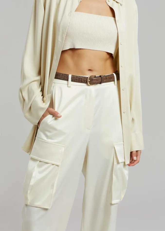 The Frankie Shop Lauren Silky Cargo Pants 8211 Cream Women Clothing