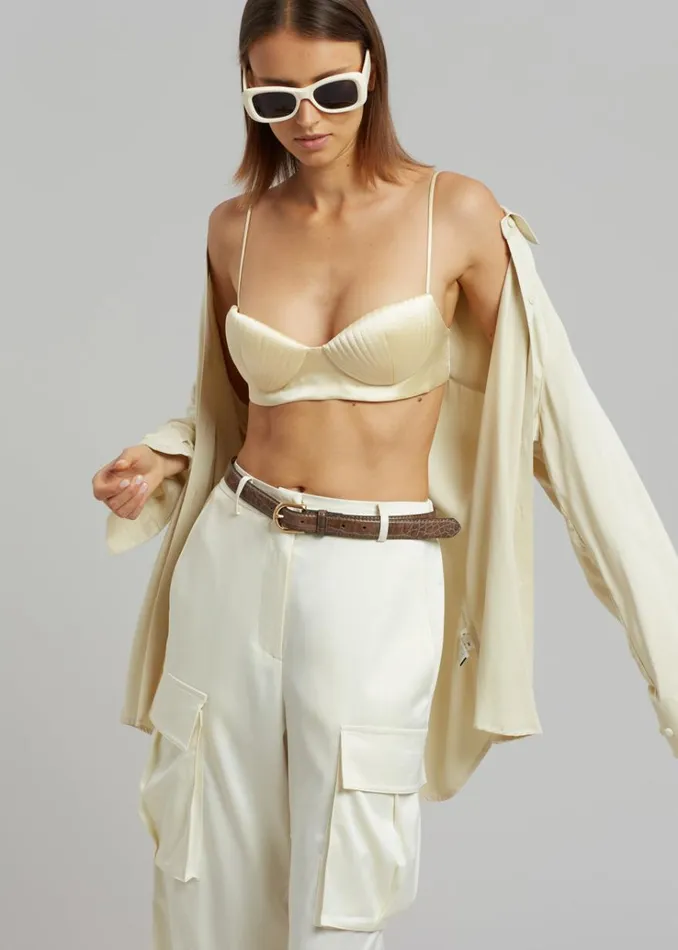 The Frankie Shop Lauren Silky Cargo Pants 8211 Cream Women Clothing