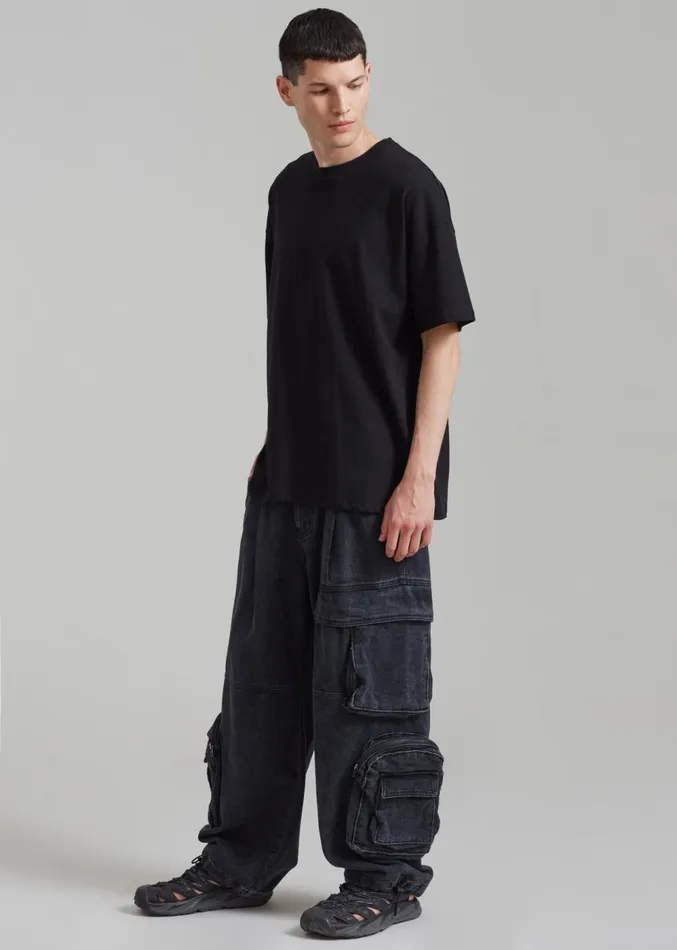 The Frankie Shop Lenny Cargo Jeans 8211 Black Washed MenWomen Bottoms