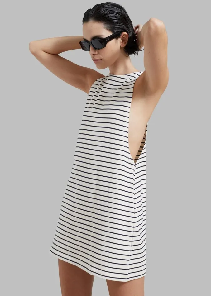 The Frankie Shop Lindsay Halter Dress 8211 Navy Stripe Women Dresses
