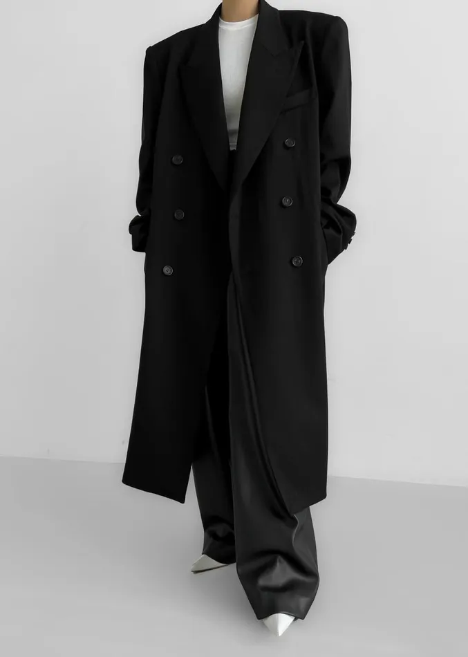 The Frankie Shop London Double Breasted Coat 8211 Black Women Outerwear