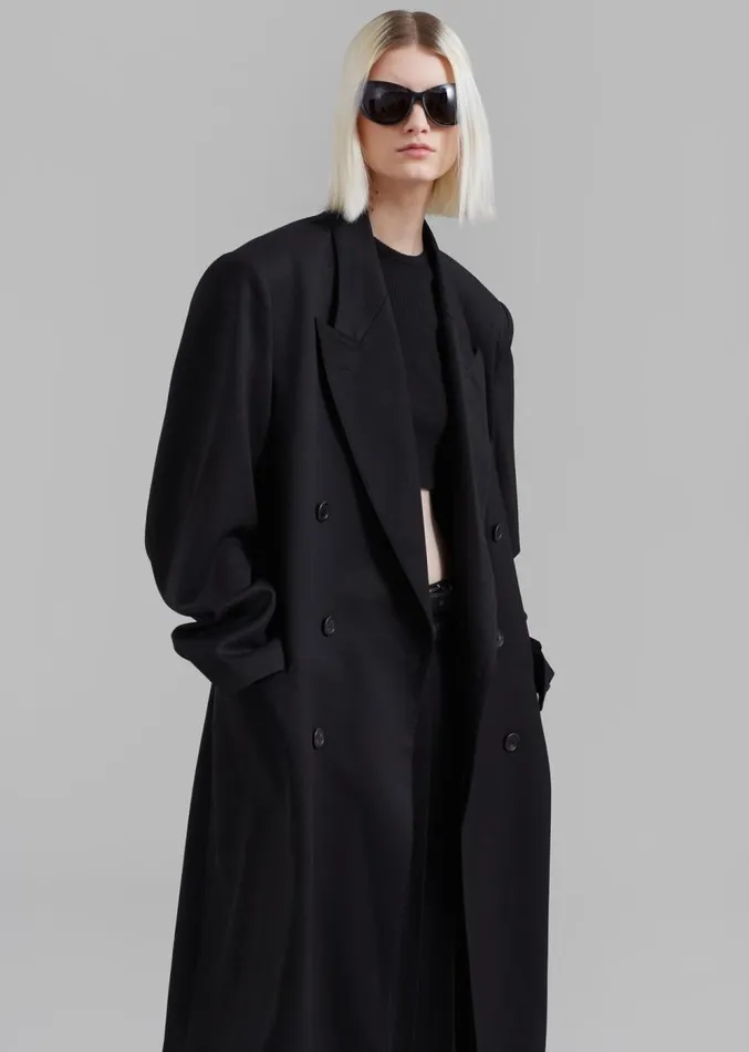 The Frankie Shop London Double Breasted Coat 8211 Black Women Outerwear