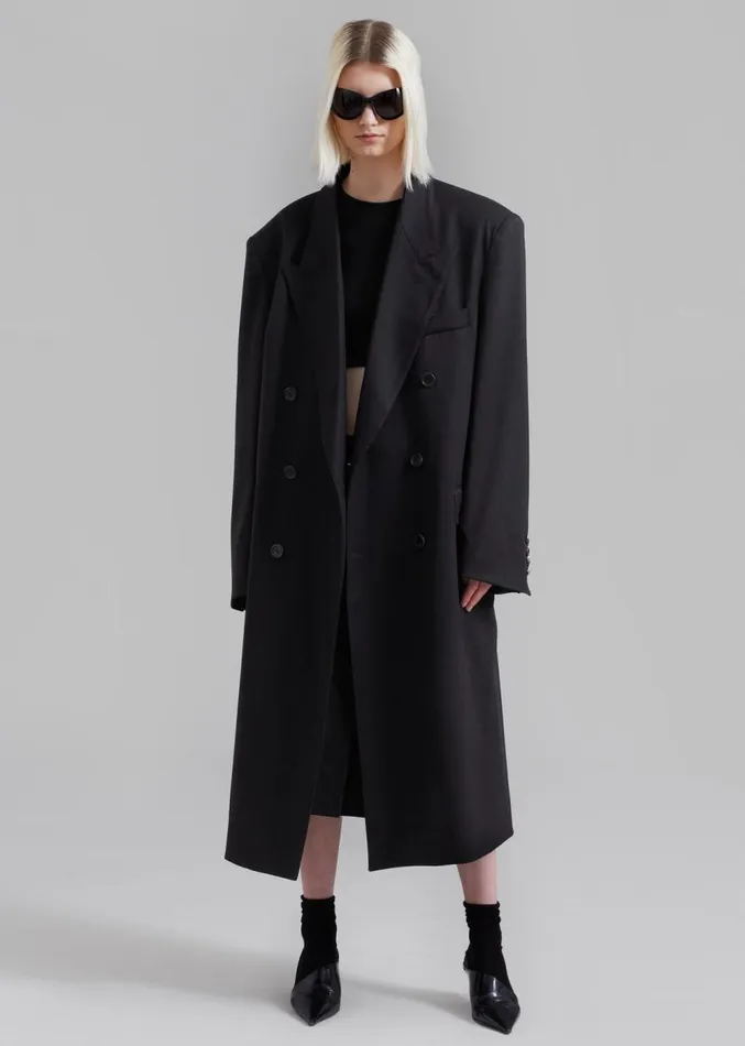 The Frankie Shop London Double Breasted Coat 8211 Black Women Outerwear