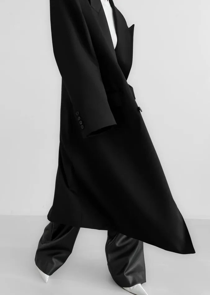 The Frankie Shop London Double Breasted Coat 8211 Black Women Outerwear