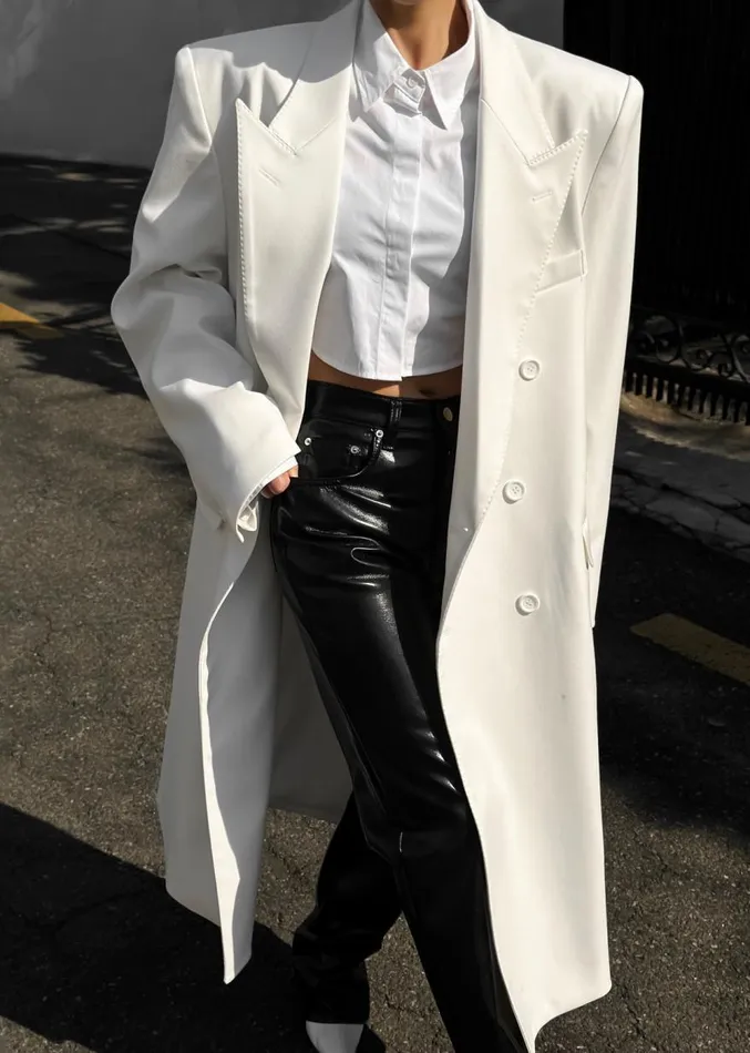 The Frankie Shop London Double Breasted Coat 8211 White Women Clothing