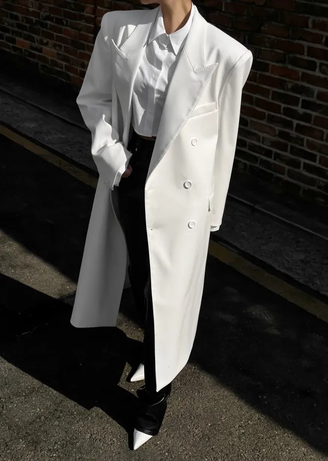 The Frankie Shop London Double Breasted Coat 8211 White Women Clothing