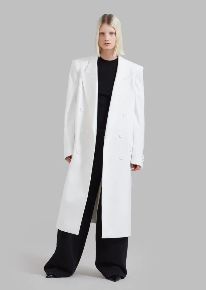 The Frankie Shop London Double Breasted Coat 8211 White Women Clothing