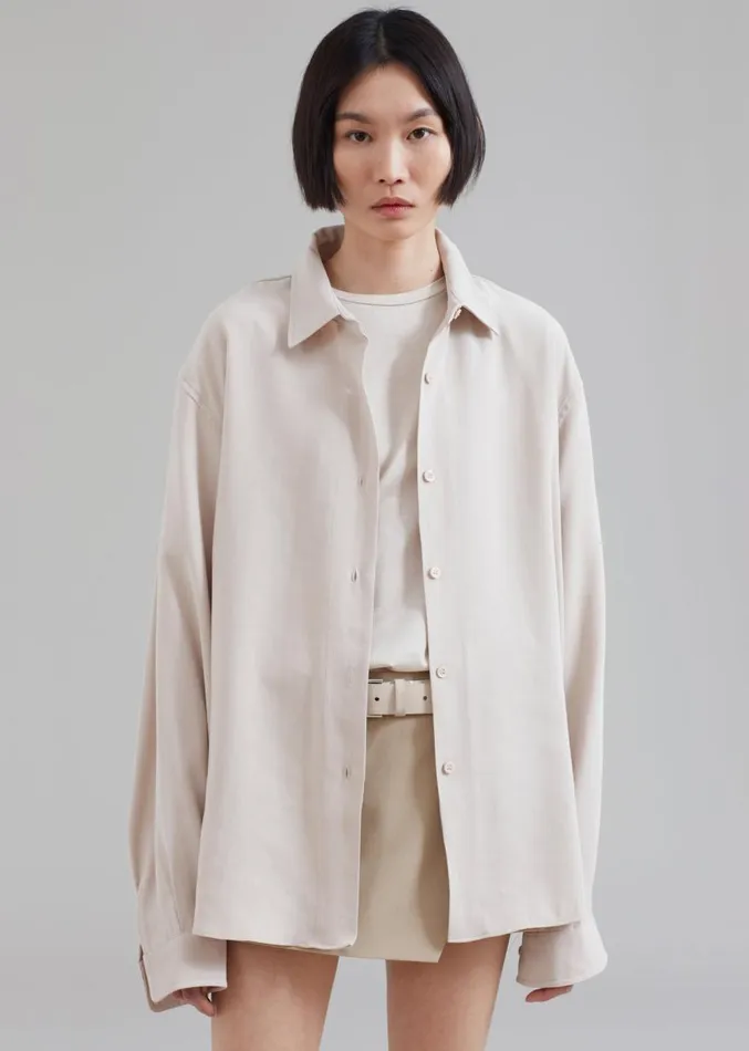 The Frankie Shop Lotta Fluid Shirt 8211 Beige Women Clothing