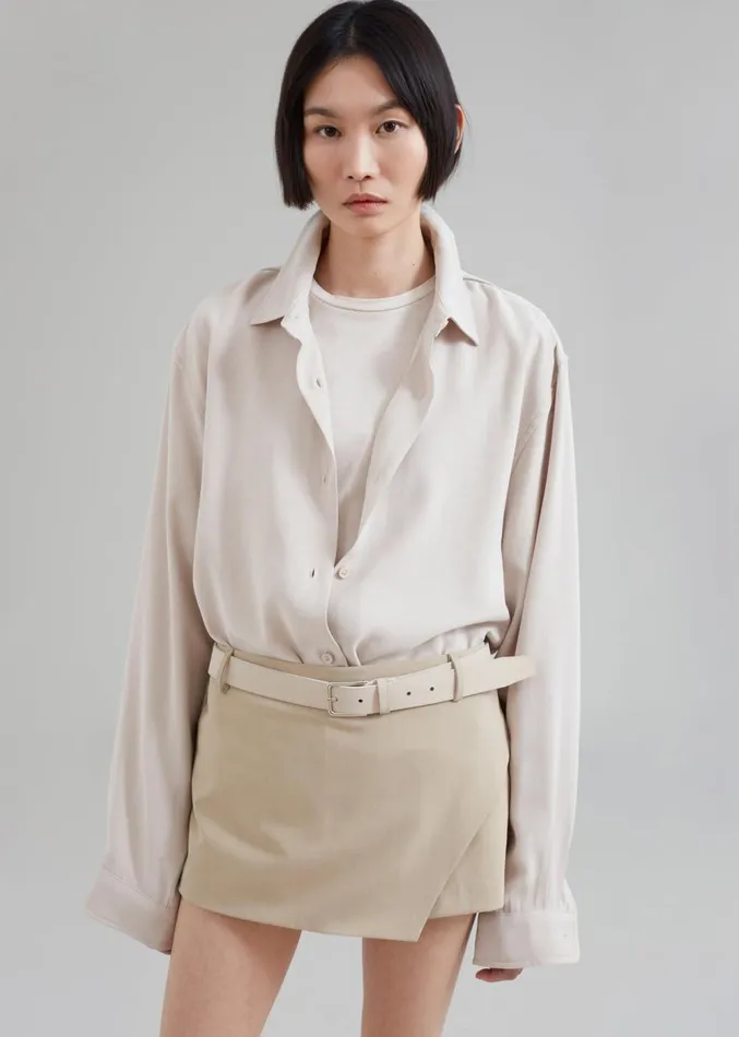 The Frankie Shop Lotta Fluid Shirt 8211 Beige Women Clothing