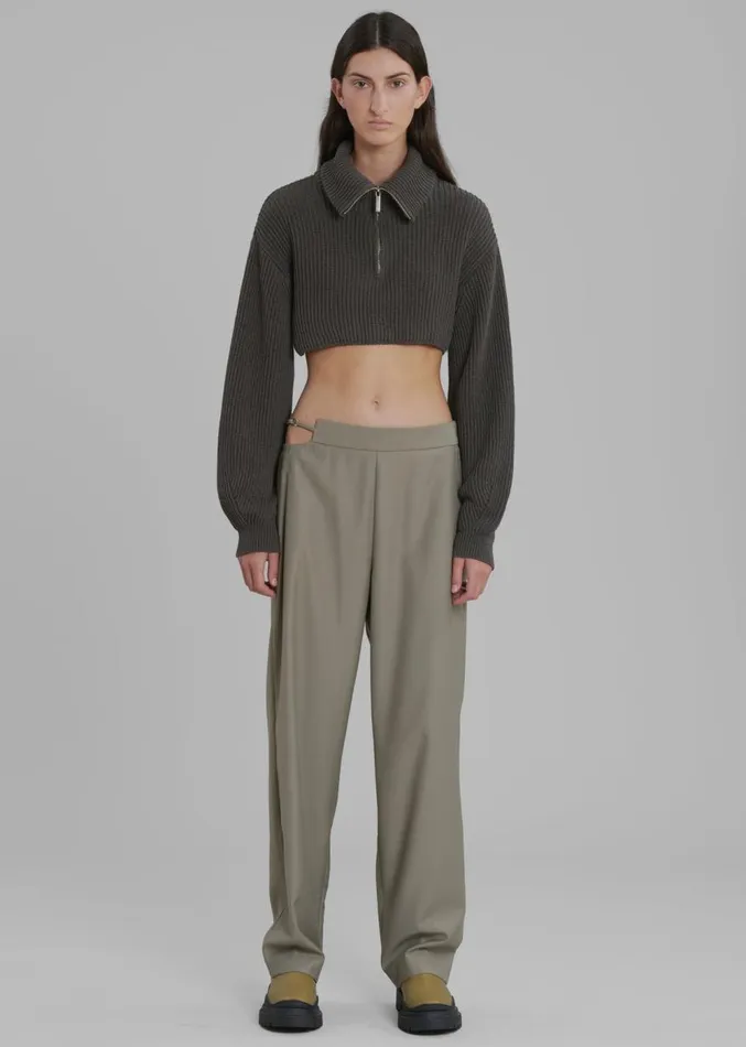 The Frankie Shop Louise Cut Out Trousers 8211 Olive Women Clothing