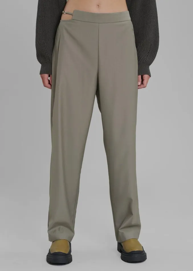 The Frankie Shop Louise Cut Out Trousers 8211 Olive Women Clothing