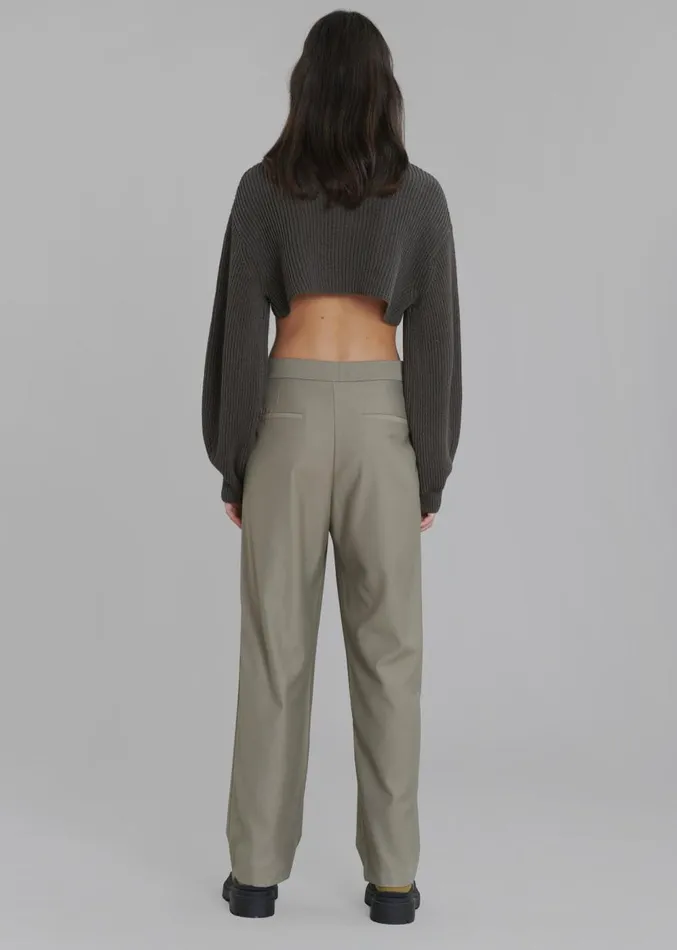 The Frankie Shop Louise Cut Out Trousers 8211 Olive Women Clothing