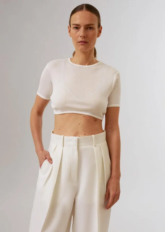 The Frankie Shop Loulou Studio Adas Cropped Top 8211 Ivory Women Tops