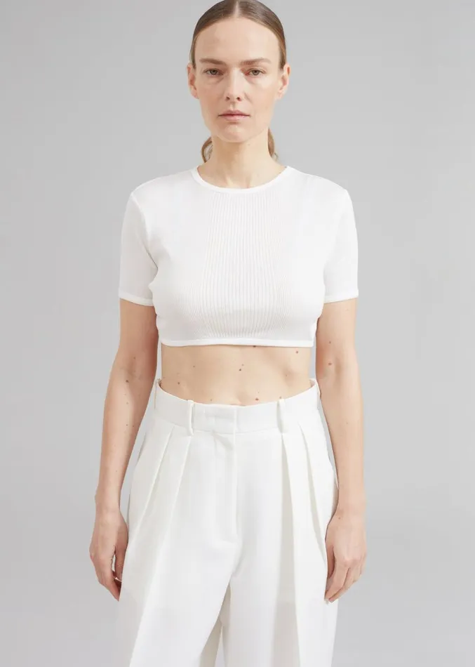 The Frankie Shop Loulou Studio Adas Cropped Top 8211 Ivory Women Tops