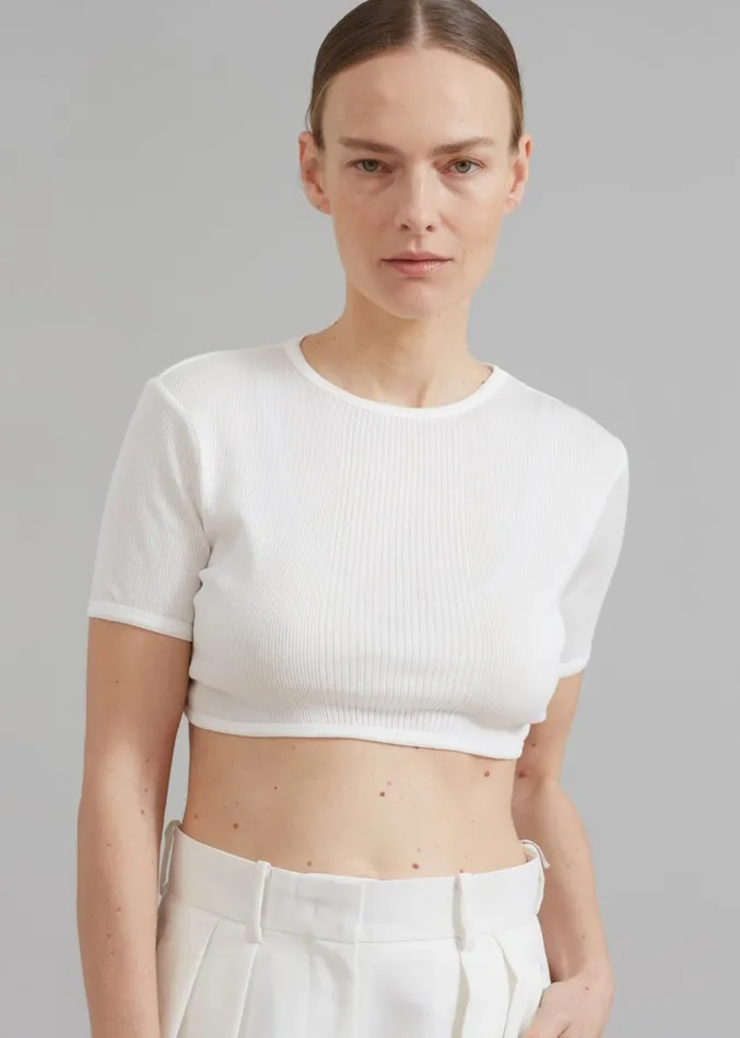 The Frankie Shop Loulou Studio Adas Cropped Top 8211 Ivory Women Tops