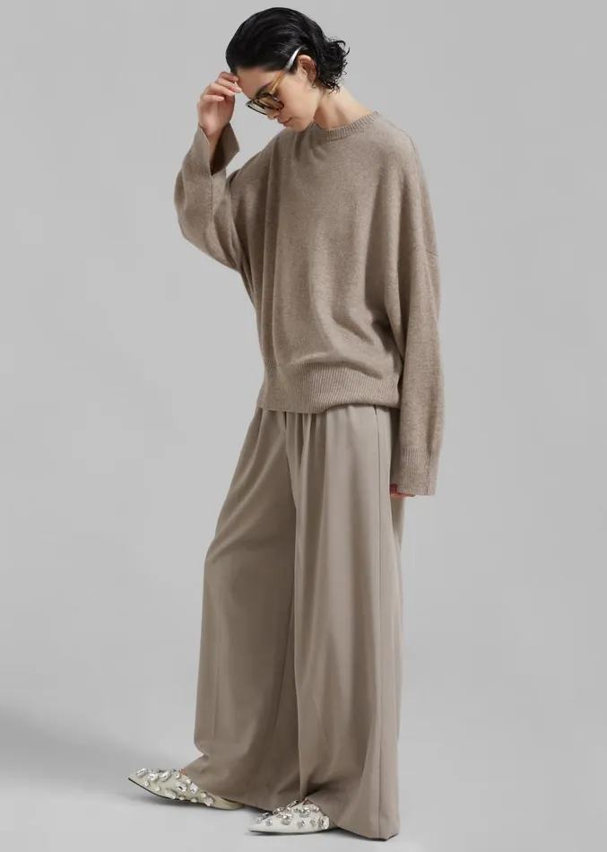 The Frankie Shop Loulou Studio Anaa Cashmere Sweater 8211 Beige Melange Women Clothing