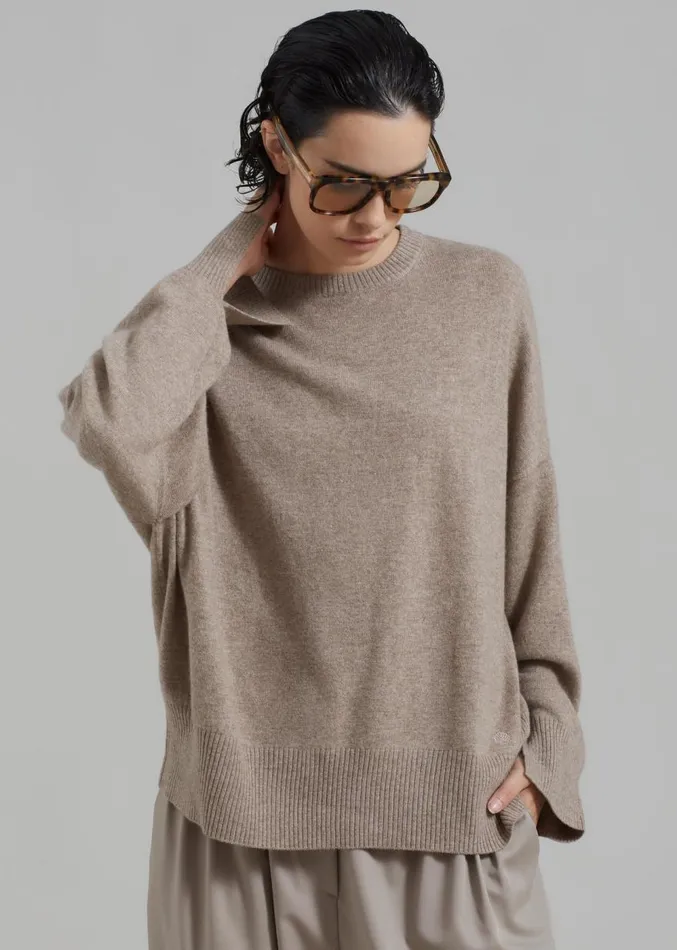 The Frankie Shop Loulou Studio Anaa Cashmere Sweater 8211 Beige Melange Women Clothing