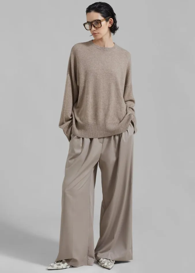 The Frankie Shop Loulou Studio Anaa Cashmere Sweater 8211 Beige Melange Women Clothing