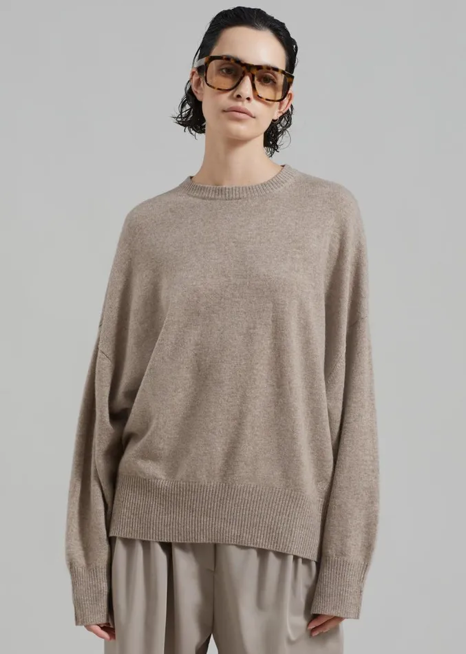 The Frankie Shop Loulou Studio Anaa Cashmere Sweater 8211 Beige Melange Women Clothing