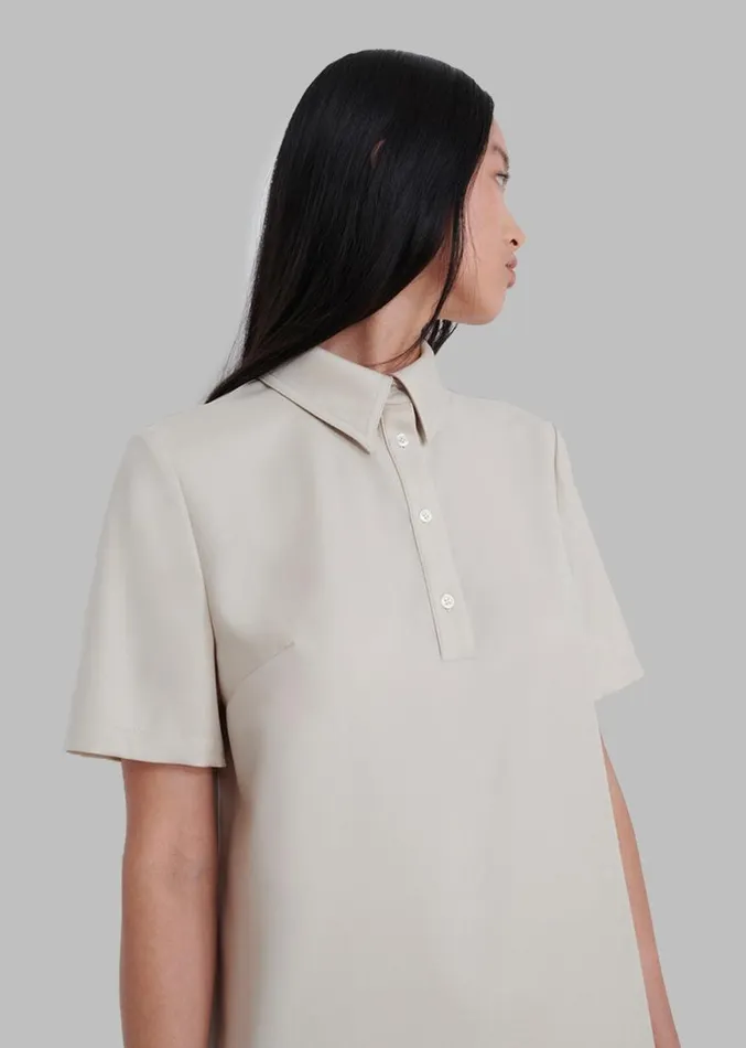 The Frankie Shop Loulou Studio Bira Polo Shirt Dress 8211 Beige Women Clothing