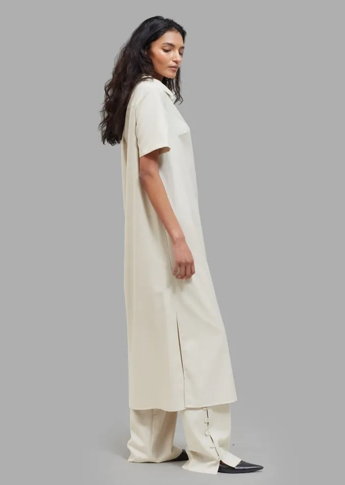 The Frankie Shop Loulou Studio Bira Polo Shirt Dress 8211 Beige Women Clothing