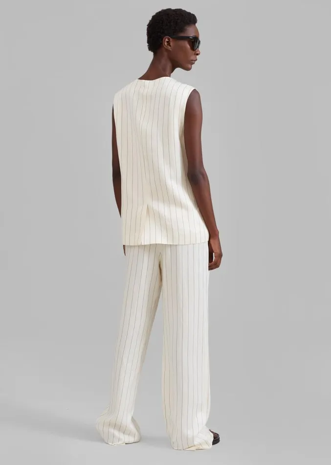 The Frankie Shop Loulou Studio Cetina Vest 8211 Striped Beige Women Outerwear
