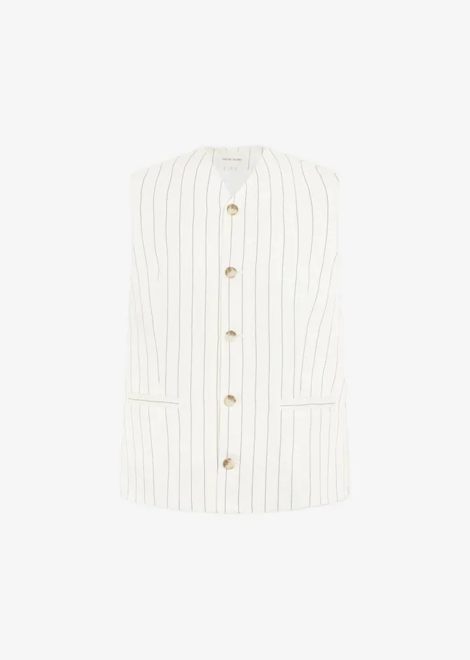 The Frankie Shop Loulou Studio Cetina Vest 8211 Striped Beige Women Outerwear