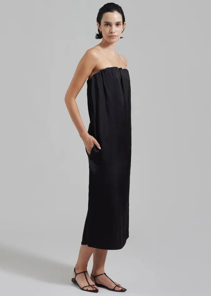 The Frankie Shop Loulou Studio Siple Long Dress 8211 Black Women Dresses