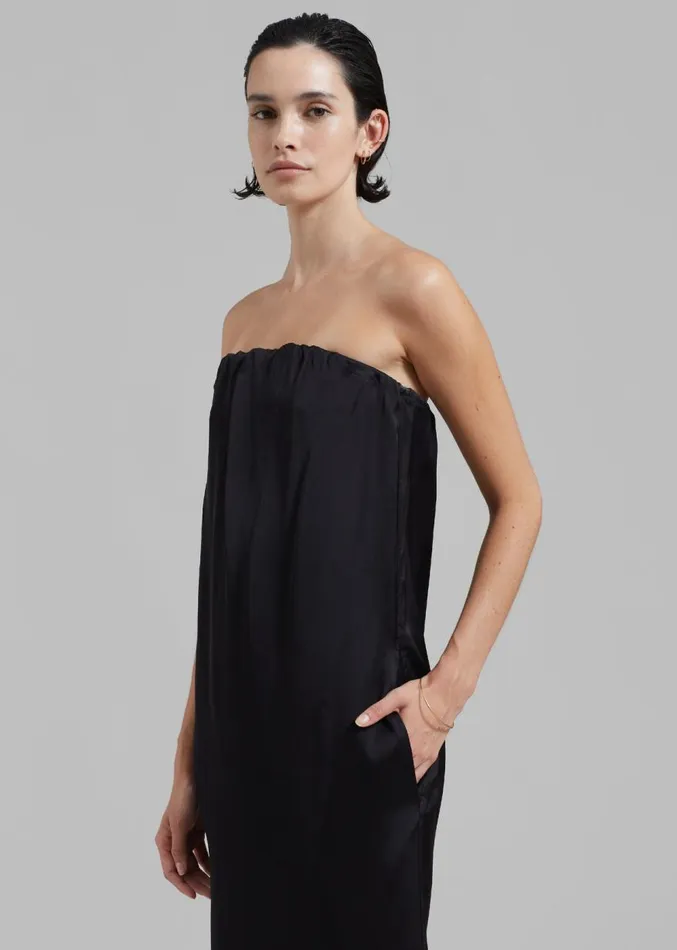 The Frankie Shop Loulou Studio Siple Long Dress 8211 Black Women Dresses