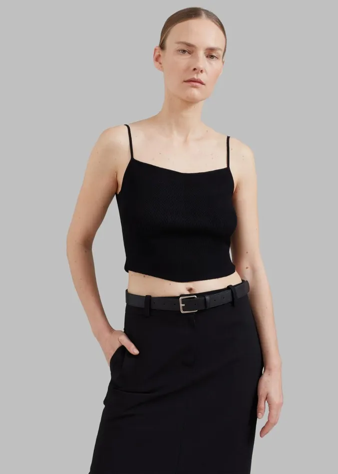 The Frankie Shop Low Classic Knitted Sleeveless Crop Top 8211 Black Women Clothing