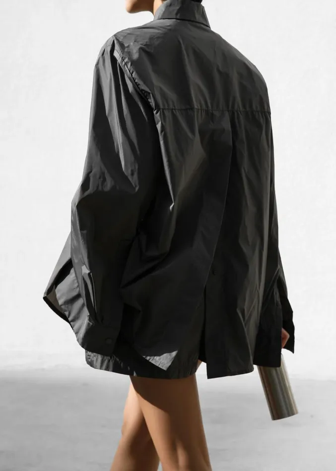 The Frankie Shop Lucy Open Back Oversized Shirt 8211 Charcoal Women Tops