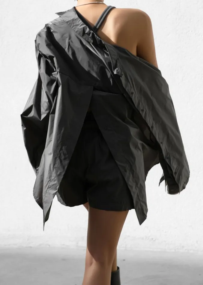 The Frankie Shop Lucy Open Back Oversized Shirt 8211 Charcoal Women Tops