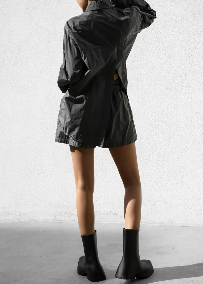 The Frankie Shop Lucy Open Back Oversized Shirt 8211 Charcoal Women Tops