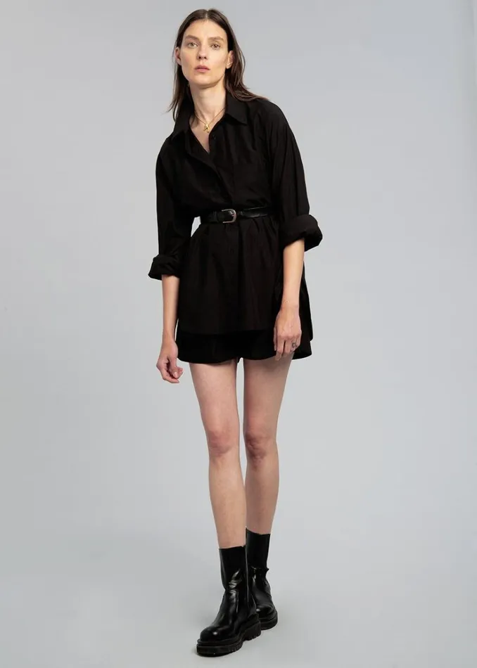 The Frankie Shop Lui Organic Cotton Boxer Short 8211 Black Women Clothing