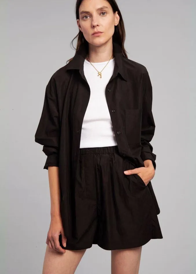 The Frankie Shop Lui Organic Cotton Boxer Short 8211 Black Women Clothing