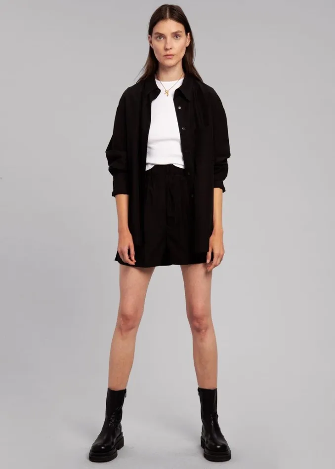 The Frankie Shop Lui Organic Cotton Boxer Short 8211 Black Women Clothing