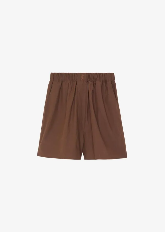 The Frankie Shop Lui Organic Cotton Boxer Short 8211 Chocolate Women Clothing