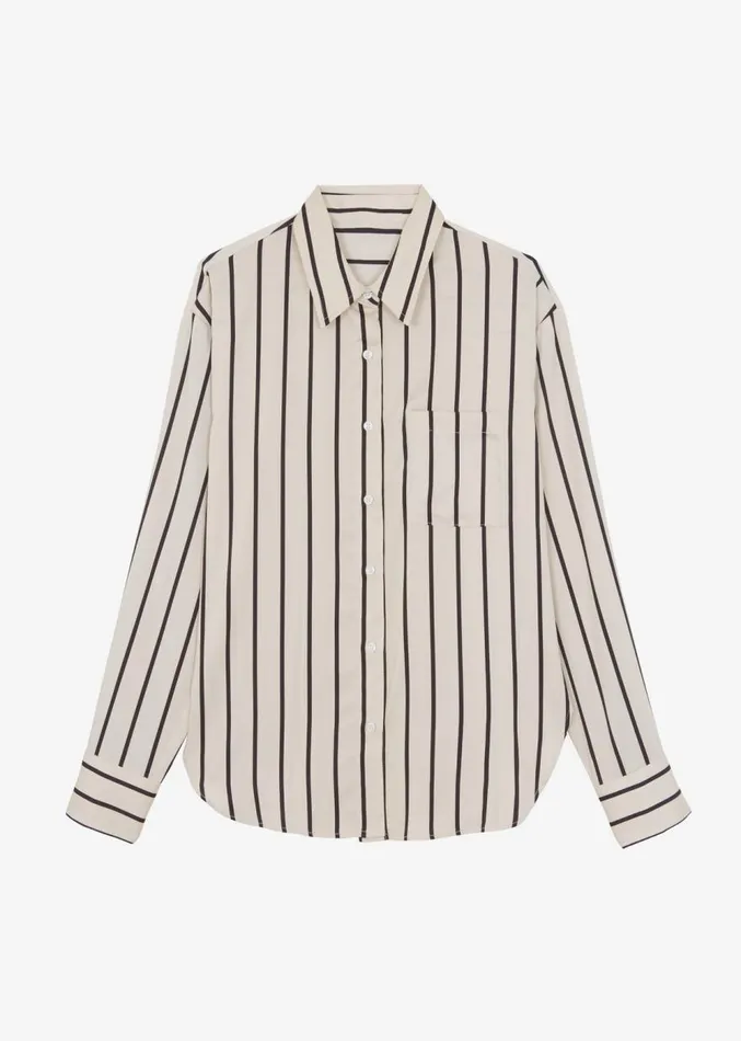 The Frankie Shop Lui Satin Shirt 8211 Black Stripe Women Clothing