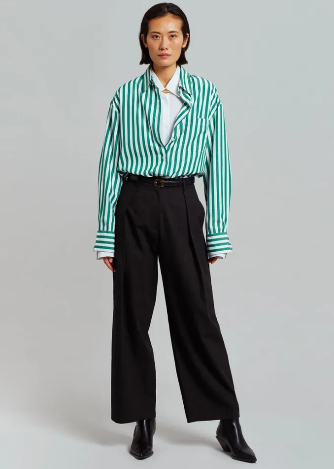 The Frankie Shop Lui Stripe Shirt 8211 Green Women Tops