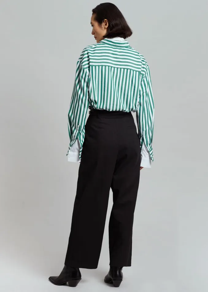 The Frankie Shop Lui Stripe Shirt 8211 Green Women Tops