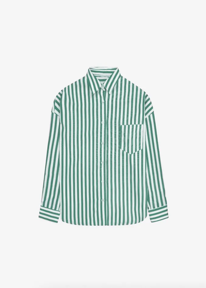 The Frankie Shop Lui Stripe Shirt 8211 Green Women Tops