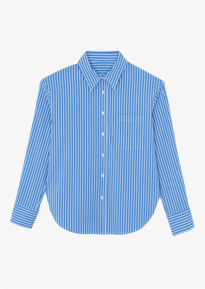 The Frankie Shop Lui Thin Stripe Shirt 8211 Medium Blue Stripe Women Clothing